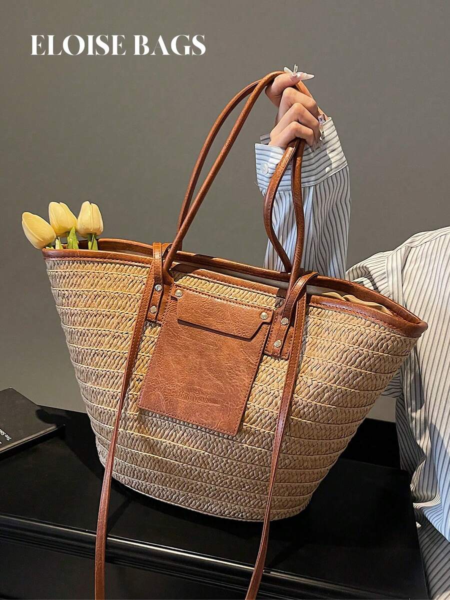 กระเป๋าถือสานขนาดใหญ่สำหรับแฟช - Tote Bag Beach บทวิจารณ์และราคา
